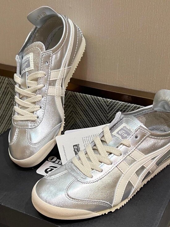 Onitsuka Tiger by Asics Shoes - Women’s Onitsuka Tiger Mexico 66 Silver White Metallic Retro Sneakers